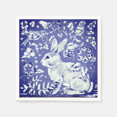 Hübsches elegantes Blaues Vogelkaninchen im Blumen Serviette (Vorderseite)