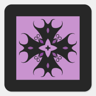 Hübsches elegantes gotisches Crossmotiv schwarz un Quadratischer Aufkleber