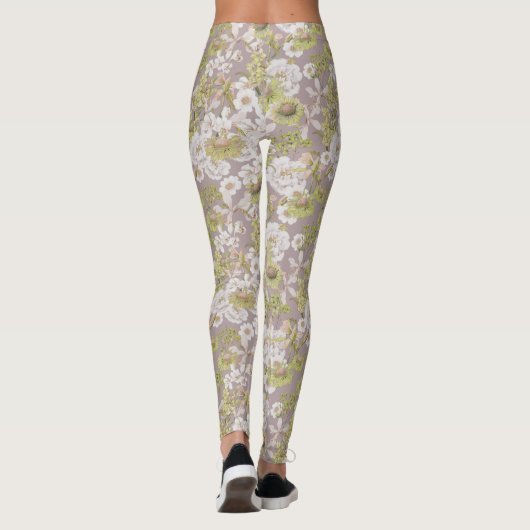 Hübsches elegantes, hellgrün-neutrales Muster Leggings (Rückseite)