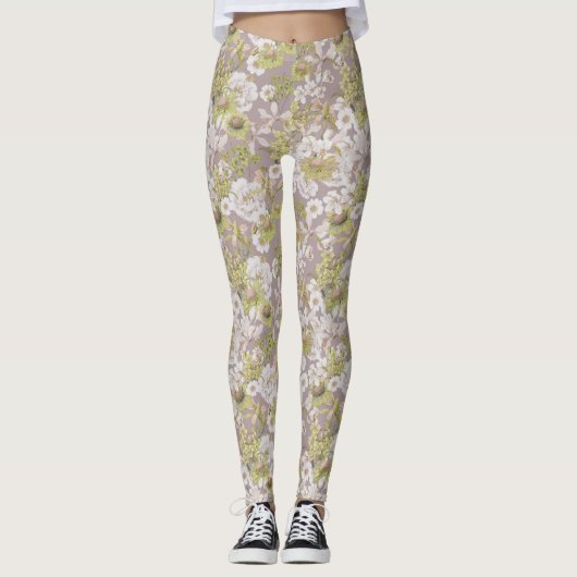 Hübsches elegantes, hellgrün-neutrales Muster Leggings (Vorderseite)