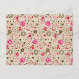 hübsches elegantes Mädchen vintage Blumen Herzen M Postkarte