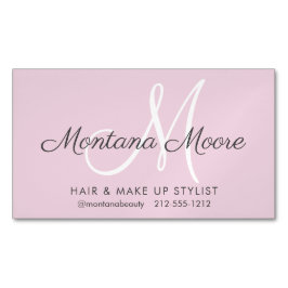 Hübsches, elegantes Monogramm Rosa Make-up Haar Sa Magnetische Visitenkarte