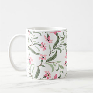 Hübsches elegantes rosa Blumenmuster Weiß Kaffeetasse