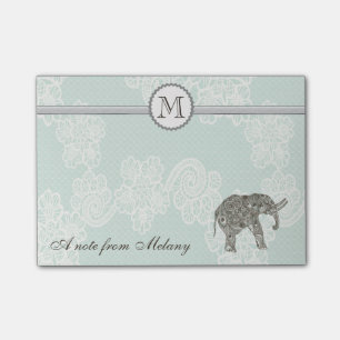 Hübsches elegantes stilvolles Spitzen-Elefant-Mono Post-it Klebezettel