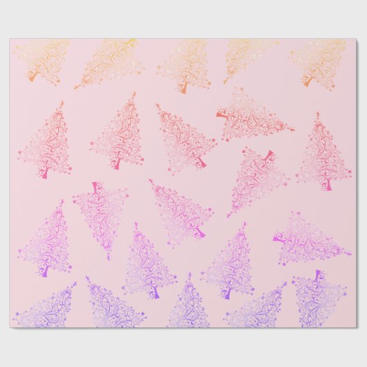 Hübsches, elegantes Weihnachtsbaummuster Geschenkpapier (Flach)