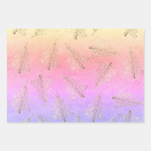 Hübsches, elegantes Weihnachtsbaummuster Geschenkpapier Set (Vorderseite)