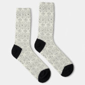 Hübsches Elfenbein- und Graublumenmuster Socken (Rechts)
