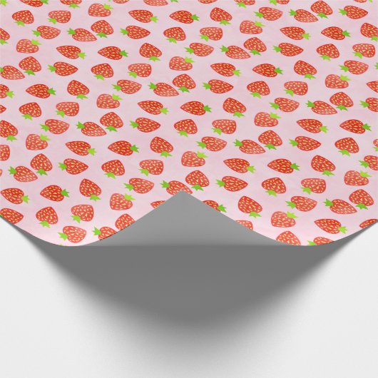 Hübsches Erdbeermuster Geschenkpapier (Ecke)