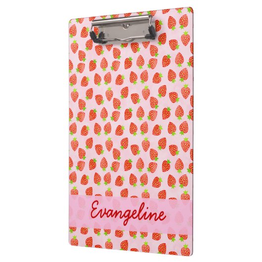 Hübsches Erdbeermuster Personalisiert Klemmbrett (Links)