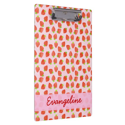 Hübsches Erdbeermuster Personalisiert Klemmbrett (Rechts)