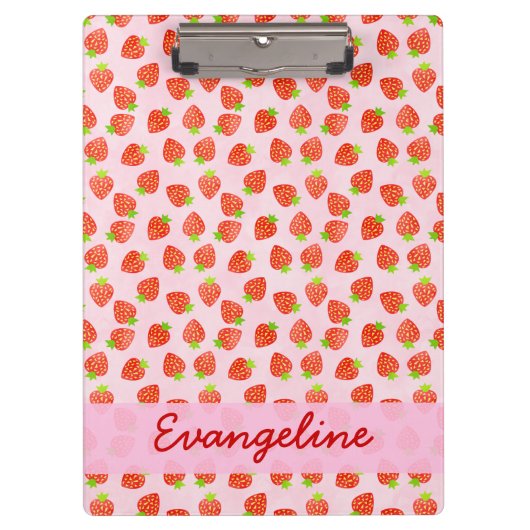 Hübsches Erdbeermuster Personalisiert Klemmbrett (Vorderseite)