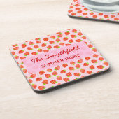 Hübsches Erdbeermuster Personalisiert Untersetzer (Linke Seite)
