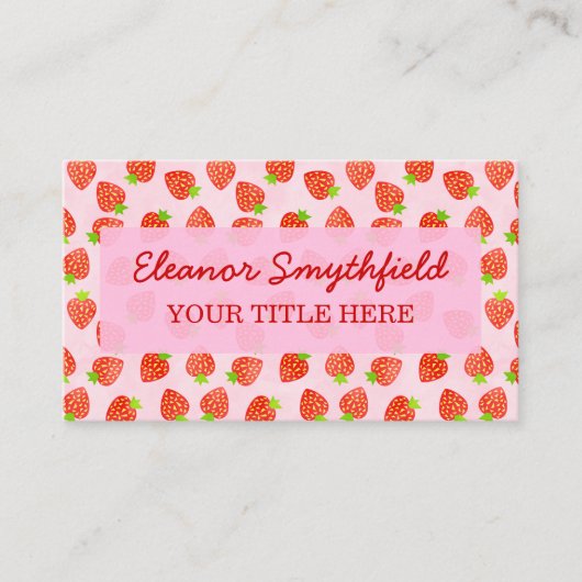 Hübsches Erdbeermuster Personalisiert Visitenkarte (Vorderseite)