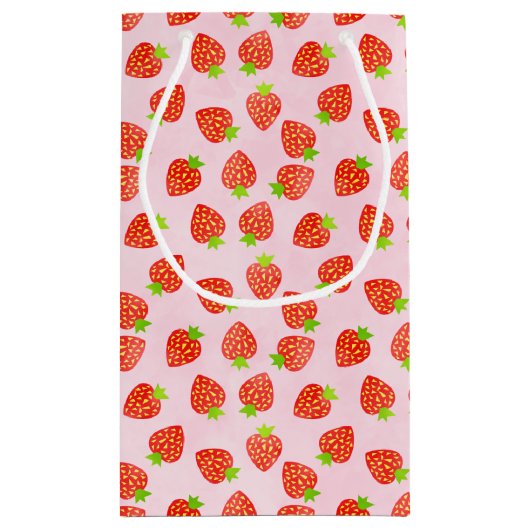 Hübsches Erdbeermuster Personalisierten Geburtstag Kleine Geschenktüte (Rückseite)