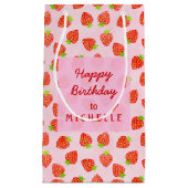 Hübsches Erdbeermuster Personalisierten Geburtstag Kleine Geschenktüte (Vorderseite)