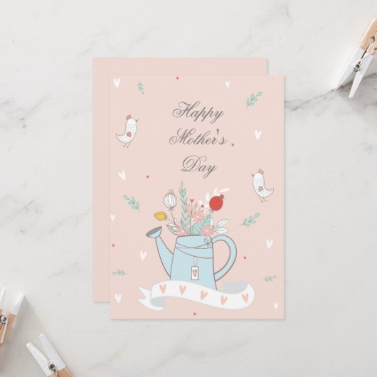 Hübsches Erröten Wasser Blume Muttertag Karte (Vorderseite/Rückseite Beispiel)