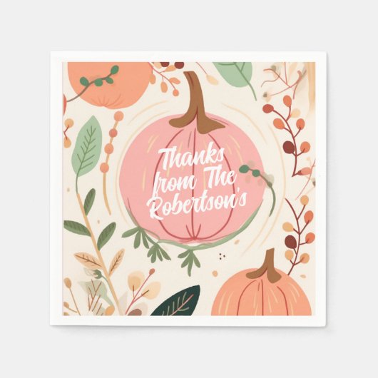 Hübsches erthy Pumpkin Foliage Erntedank Party Serviette (Vorderseite)