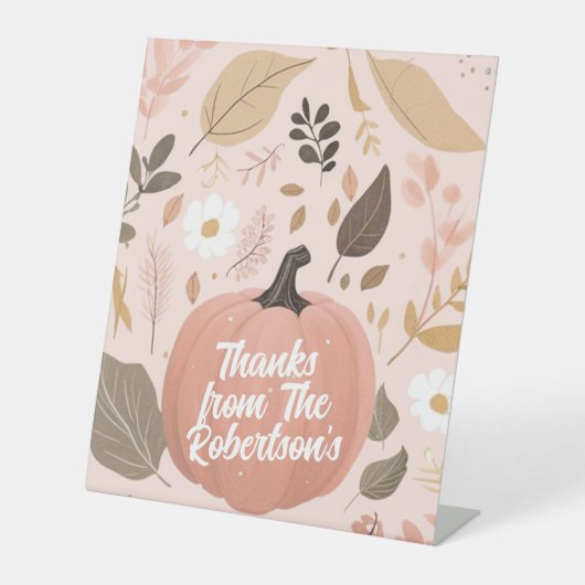 Hübsches erthy Pumpkin Foliage Erntedank Party Sockelschild (Vorderseite)