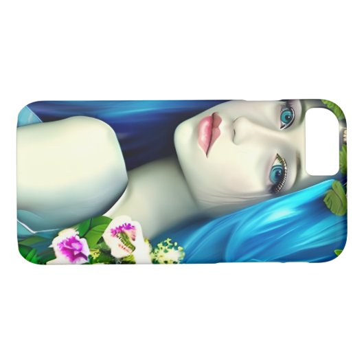 Hübsches Ethereal-Mädchen mit blauem Haar Case-Mate iPhone Hülle (Rückseite (Horizontal))