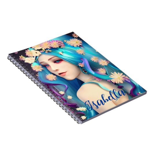 Hübsches Ethereal-Mädchen mit Personalisierten Blu Notizblock (Rechte Seite)