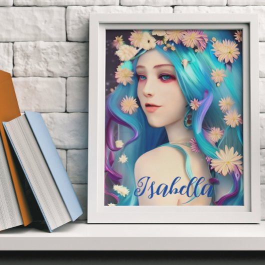 Hübsches Ethereal-Mädchen mit Personalisierten Blu Poster