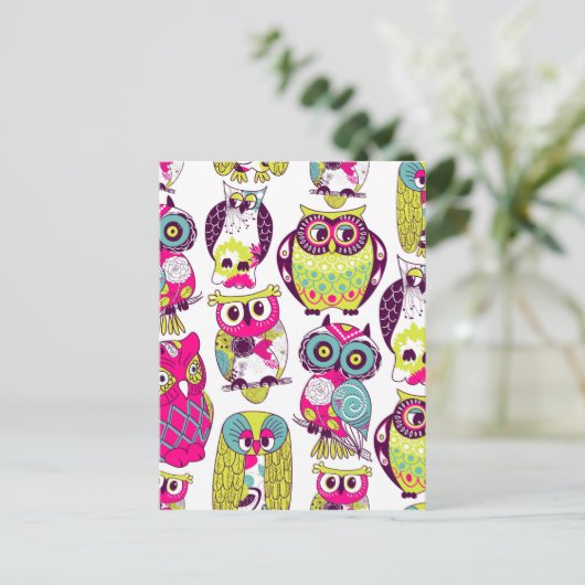 Hübsches Eulenmuster Postkarte (Stehend Vorderseite)