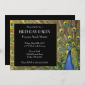 Hübsches Exotic Peacock Foto Geburtstag Einladung (Vorne/Hinten)