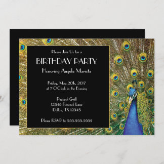 Hübsches Exotic Peacock Foto Geburtstag Einladung