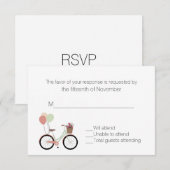 Hübsches Fahrrad mit Balloons Wedding Response Car RSVP Karte (Vorne/Hinten)