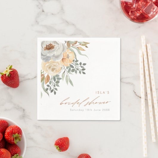 Hübsches Fall Tan & Graues Brautparty Serviette (Beispiel)