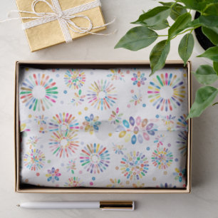 Hübsches farbenfrohes Blumen-Kreis-Muster auf Weiß Seidenpapier