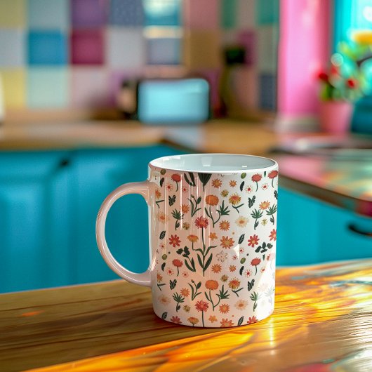 Hübsches farbenfrohes Blumenmuster Kaffeetasse