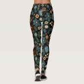 Hübsches Farbenspiel, florales Schwarz Leggings (Rückseite)