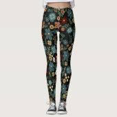 Hübsches Farbenspiel, florales Schwarz Leggings (Vorderseite)