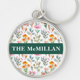 Hübsches farbiges Blumenmuster in Aquarellfarben p Schlüsselanhänger