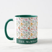 Hübsches farbiges Blumenmuster in Aquarellfarben p Tasse (Links)