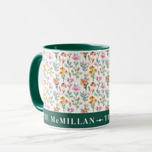 Hübsches farbiges Blumenmuster in Aquarellfarben p Tasse
