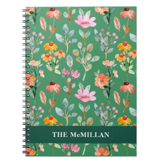 Hübsches, farbiges Blumenmuster Notizblock (Vorderseite)