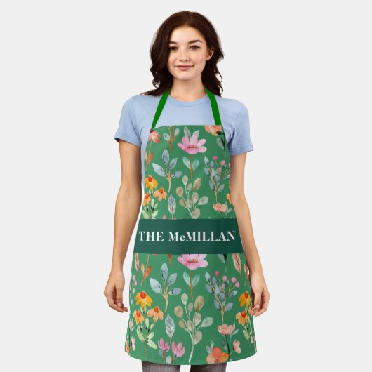 Hübsches, farbiges Blumenmuster Schürze (Getragen)