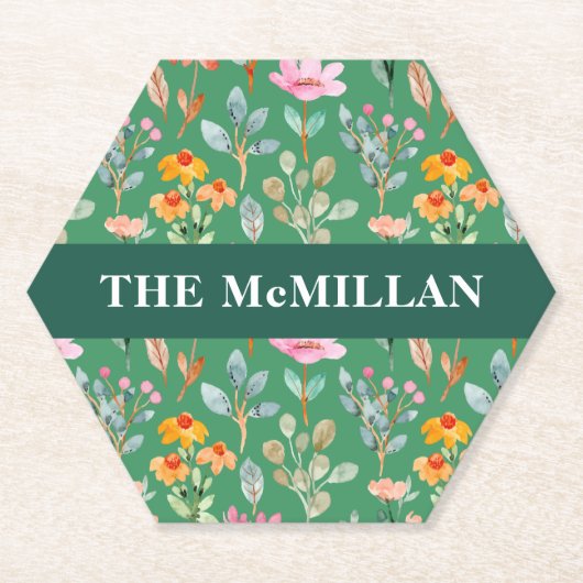 Hübsches, farbiges Blumenmuster Untersetzer (Vorderseite)