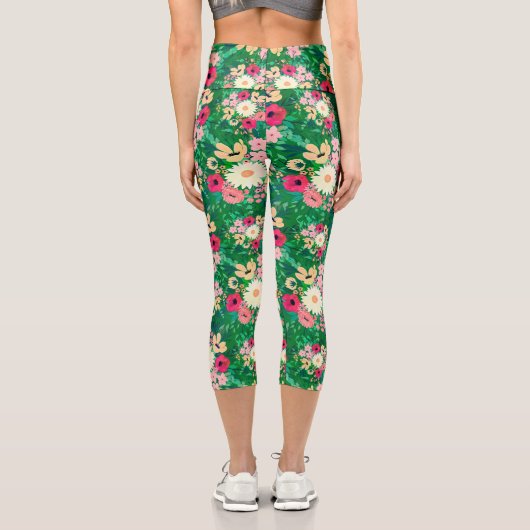 Hübsches, farbiges, florenfarbenes Design Capri Leggings (Rückseite)