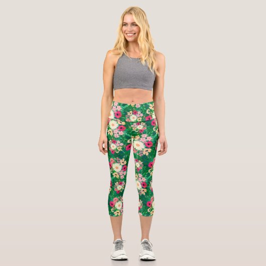 Hübsches, farbiges, florenfarbenes Design Capri Leggings (Vorderseite)