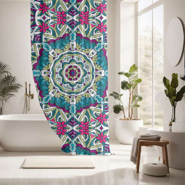 Hübsches, farbiges Mandala-nahtloses Muster Duschvorhang