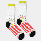 Hübsches farbiges Polka-Punktmuster l Rosa und Wei Socken (Rechts)