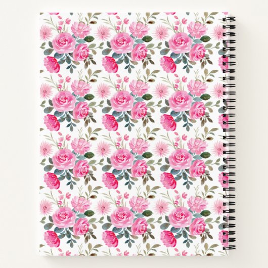 Hübsches Farbrosa Blume Muster Name Nr. Notizblock (Rückseite)