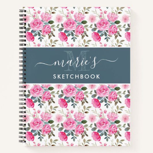 Hübsches Farbrosa Blume Muster Name Nr. Notizblock (Vorderseite)