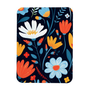 Hübsches, feminin schwarzes Blumenmuster Magnet