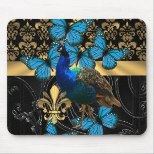 Hübsches, feminin wirkendes Pfau-Design Mousepad