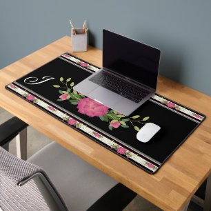 Hübsches, fett Blume Design Mit Monogramm Schreibtischunterlage