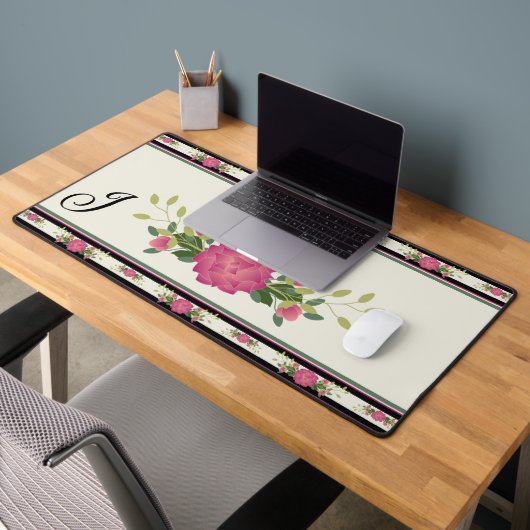 Hübsches, fett Blume Design Mit Monogramm Schreibtischunterlage (Büro 2)